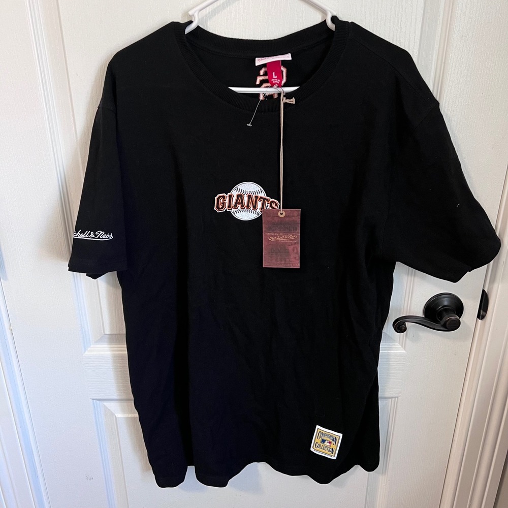 Mitchell &‎ Ness San Francisco Giants MLB Insignia Tee Black SSTE4857 Mens L NEW